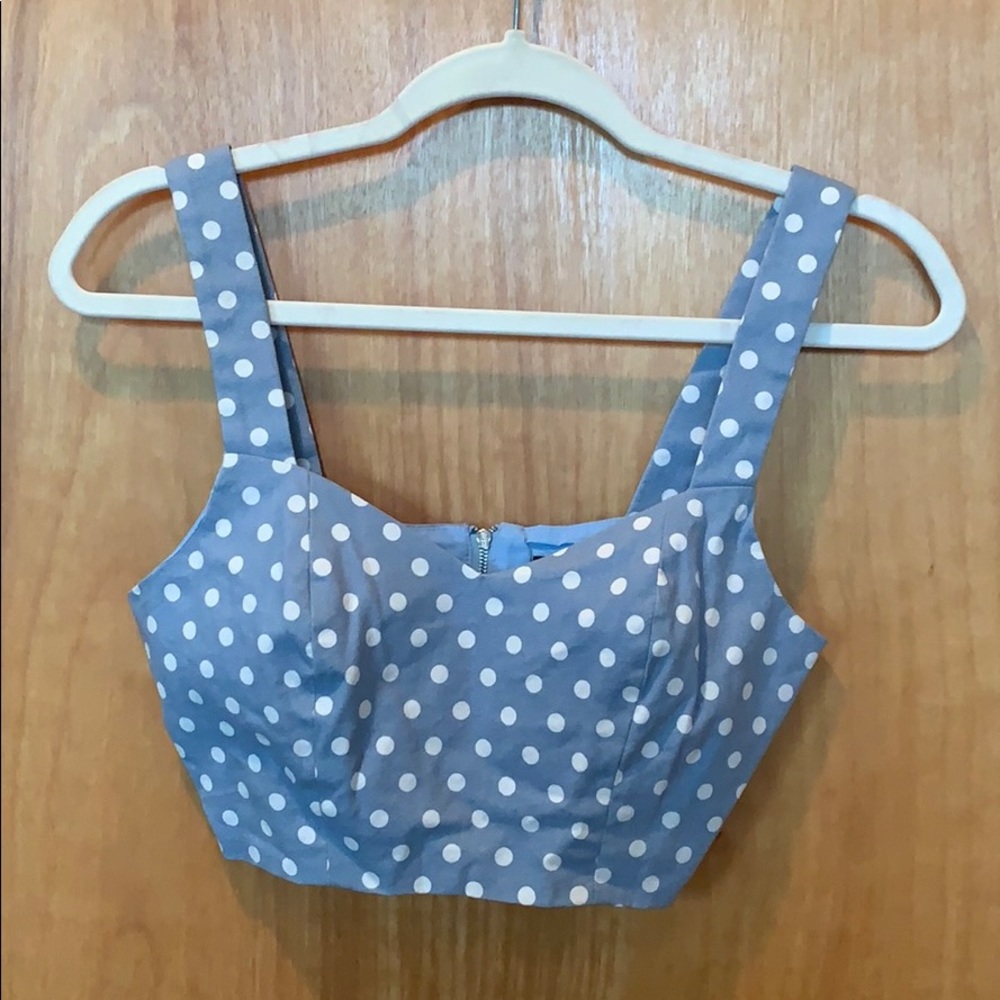 EUC Red Dress Boutique Blue & White Polka Dots Top